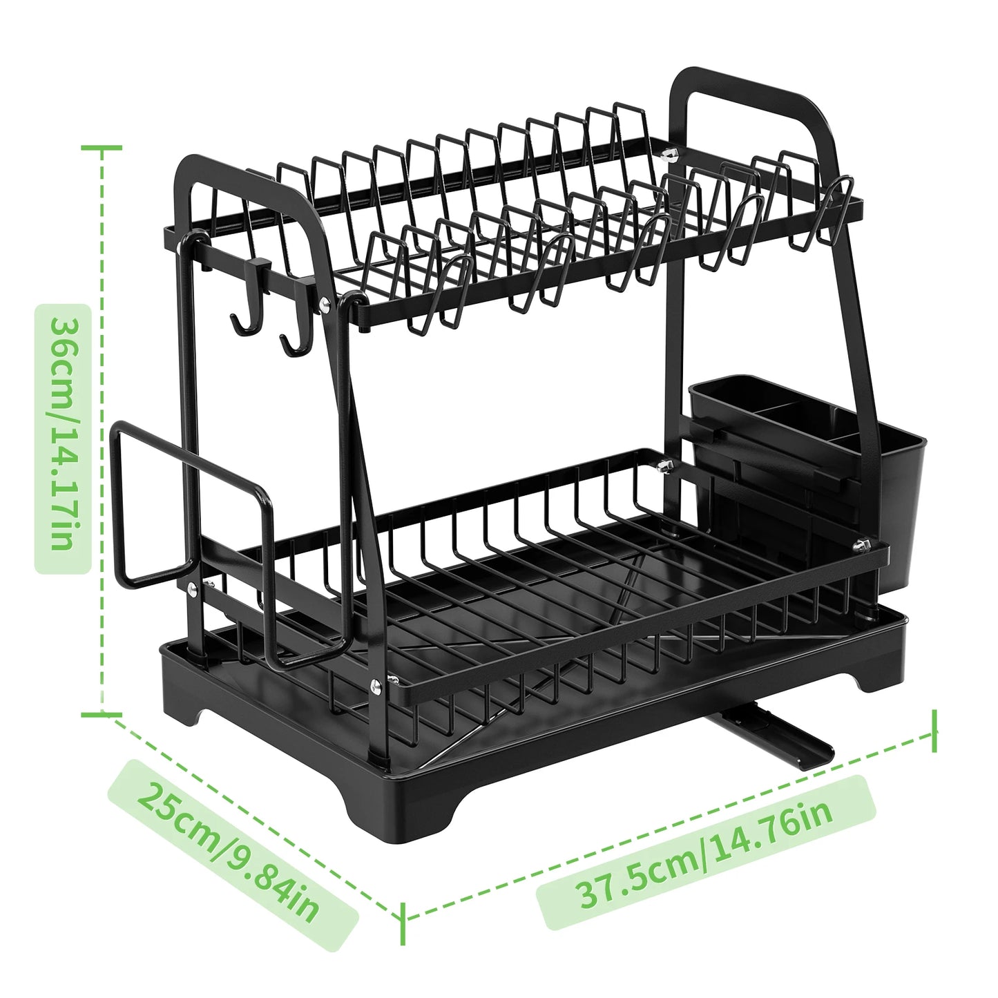 2-Tier Dish Drying Rack with Drainboard