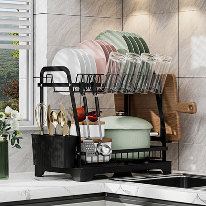 2-Tier Dish Drying Rack with Drainboard