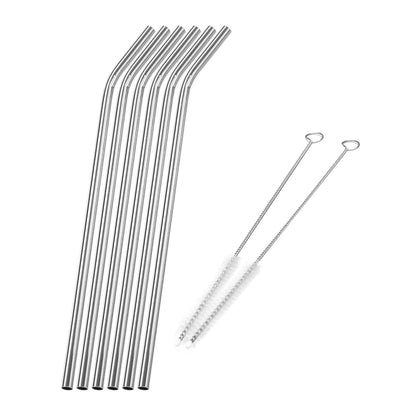 Reusable Stainless Steel Straw Set (4 pcs + Brush)