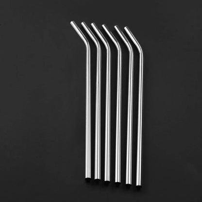 Reusable Stainless Steel Straw Set (4 pcs + Brush)