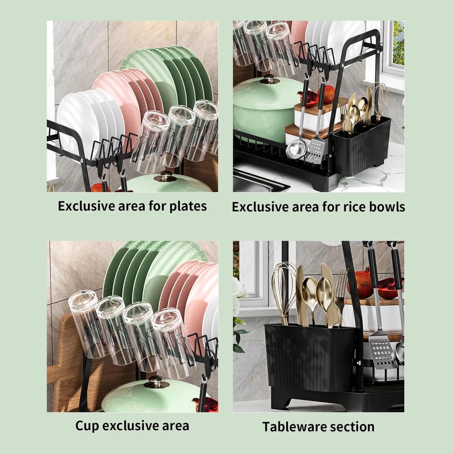 2-Tier Dish Drying Rack with Drainboard