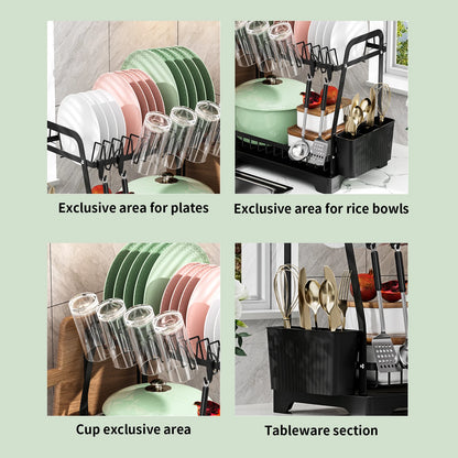 2-Tier Dish Drying Rack with Drainboard