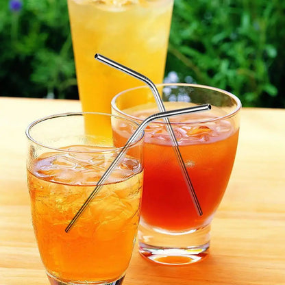 Reusable Stainless Steel Straw Set (4 pcs + Brush)
