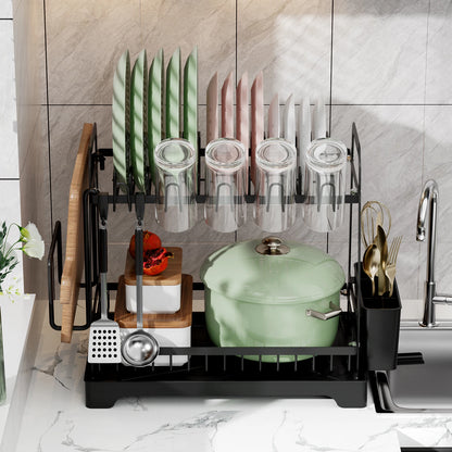 2-Tier Dish Drying Rack with Drainboard